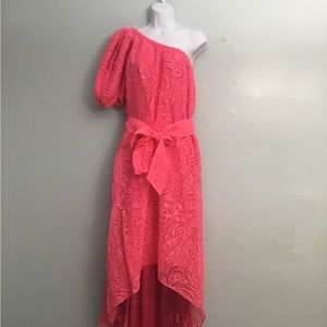 Trina Turk Pink Asymmetrical One-Shoulder Sundress